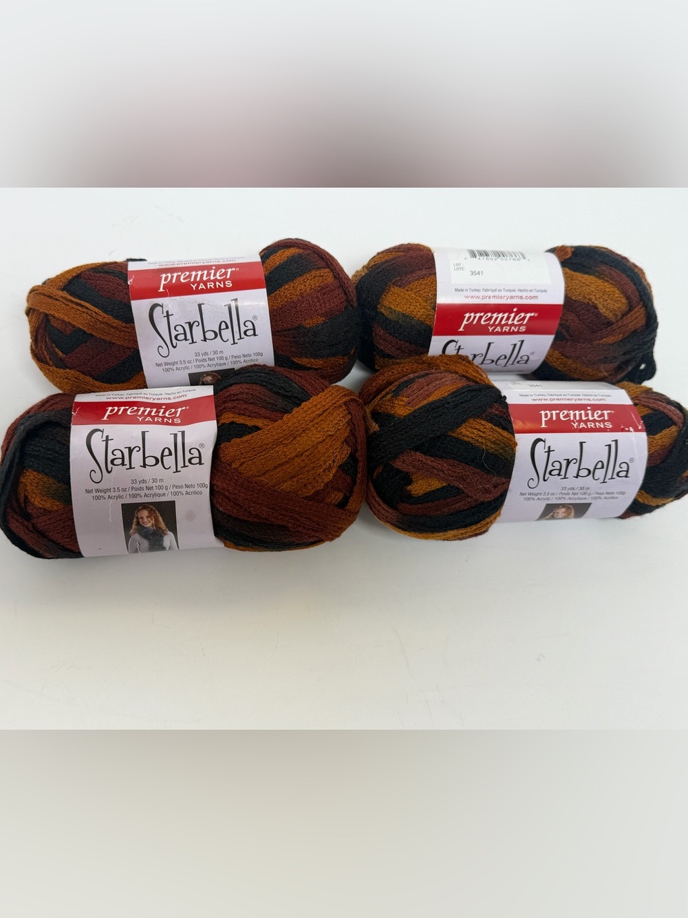 Lot of 4 Premier Yarns Starbella Ruffle Scarf Yarn - Gold Nugget 15-66